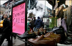 Generations Menswear store in New York City, perhaps fearing the worst is coming, holds an 'early bird depression sale.'
