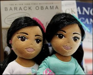 Pictured are the Sweet Sasha, left, and Marvelous Malia dolls made by Ty Inc., the creators of the Beanie Babies at Lamont's gift shop inside the Ritz-Carlton Hotel in Chicago.