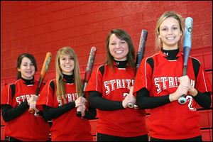 Cardinal Stritch has a strong lineup including, from left, Jessica Mondragon, Amanda Sinay, Brianna Wlodarz and Kristen Roznoski.