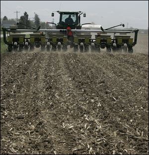 A field along County Road 4 in Fulton County is prepared for soybeans. About 13 percent of Ohio's crop is planted.