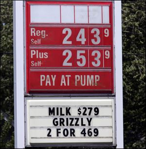 THE BLADE/ANDY MORRISON
Gasoline prices have increased in the last month, but last year at this time local prices were just shy of $4 per gallon. 