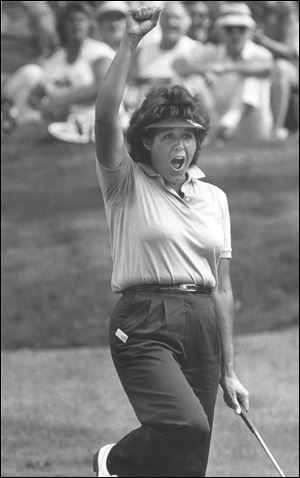 Nancy Lopez, a four-time Farr Classic runner-up, doesn't play anymore but still comes back to be a part of the event because Toledo is one of her favorite places.
<br>
<img src=http://www.toledoblade.com/assets/jpg/TO66067417.JPG> <b><font color=red>VIEW: </b></font color=red> <a href=