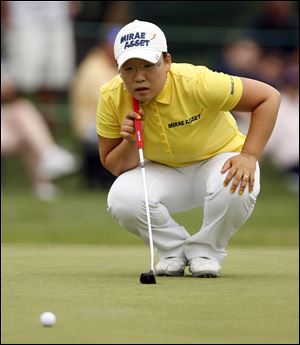 Jiyai Shin has been consistent in the first three rounds, firing 66-67-68. She might have to go lower Sunday to catch Eunjung Yi.
<br>
<img src=http://www.toledoblade.com/graphics/icons/photo.gif> <font color=red><b>VIEW</b></font>: <a href=