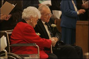 CTY couples19p Marie and Andrew Verkin, who attend Our Lady of Lourdes in Genoa, celebrate their 70th wedding anniversary. 264 couples renew their vows at the 36th annual Eucharistic Liturgy Commemorating the 25th and 50th Jubilee of Marriage and Special Anniversaries at Our Lady, Queen of the Most Holy Rosary Cathedral in Toledo, Ohio on October 18, 2009. The Blade/Jetta Fraser