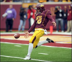 Minnesota punter Blake Haudan averaged 50 yards per punt last week against Penn State. He's finally starting in his fifth season.