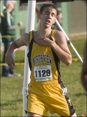 Northview's Jacob Barnes is the first Wildcat to finish. He took 23rd, leading his team to third place overall. 