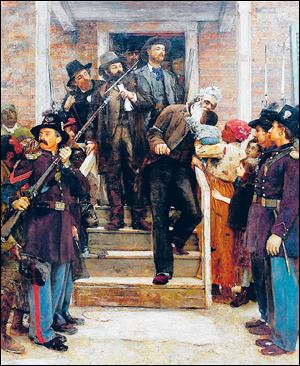 Thomas Hovenden's painting depicts ‘The Last Moments of John Brown.' The condemned abolitionist had stated his desire to go to the gallows ‘if possible, [with] some good old Slave Mother and her children, weeping and praying to the God of all to receive my soul.'