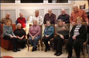 The couples who have been gathering for more than 50 years are, from left, Joyce and Don Seymour, Joyce and Dick Rosenlund, Judy and Doug Holdridge, Pat and Dick Moses, Dorothy and Jim Mease, and Sharon and Larry Roan.