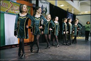 Molly's Irish Dancers, including Cally Henry, left, Rylee Williams, behind Cally, and Hannah Collins, behind Rylee, were among the groups that entertained at the festival. 