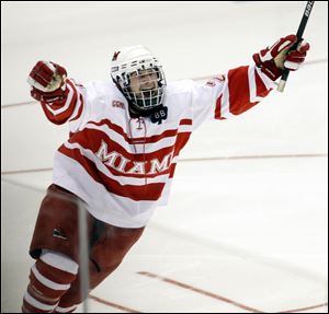 Northview grad Alden Hirschfeld had the winning goal against Michigan in the regional final.