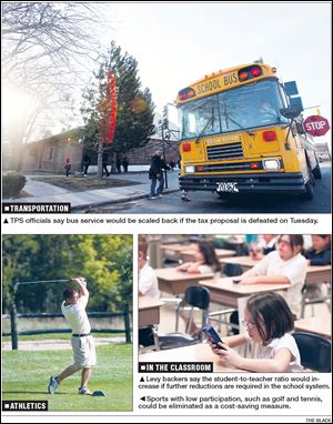 If voters reject the Toledo Public Schools' tax proposal, $12.5 million will have to be cut from the district's
$290 million budget, Superintendent John Foley says. Opponents of the tax say that TPS needs to change the way it spends money. If voters say no on Tuesday, areas targeted for cuts include:
