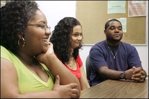 Ta'Sheila Rowser, left, Kaila White, and Jourdan DeAniello are among the recent high school graduates who are in Owens' Bridge to Success Program.