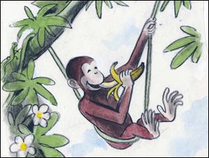 This image of Curious George is in the show 'Curious George Saves the Day: The Art of Margret and H.A. Rey' in New York.