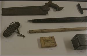 Artifacts such as these are among the approximately 100 items on display in the temporary Civil War Museum of Ohio in Tiffin.