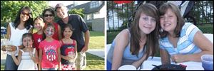Left, attending the Stone Oak Country Club carnival are, front from left, Lillian Rice, 4, Gabbi D'Amico, 6, and Ellie Rice, 7. Back from left, Mabel Rice, Maria Rice, 10, Bella Bernardo, and Ken Rice.
Right, Liz Foreman, left, adn Zoe Poling ath the Toledo Country Club Celebration.