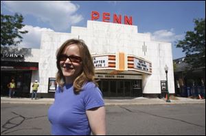 Ellen Elliott, manager of the nonprofit and volunteer-run Penn Theatre in Plymouth, Mich., which she hopes qualifies for help from Michael Moore's project.