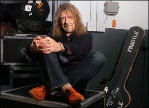 Robert Plant backstage before a performance with his new group, Band of Joy.