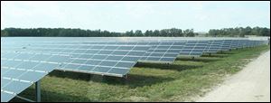 The PSEG Wyandot Solar Farm north of Upper Sandusky has 159,200 solar panels and eight power stations housing transformers and other equipment. It is about 65 miles south of Toledo. 