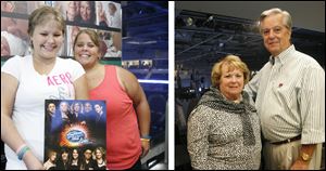 Left, Jenna Apthorpe and Janelle Ridens. Right, Jill and Larry Peterson.