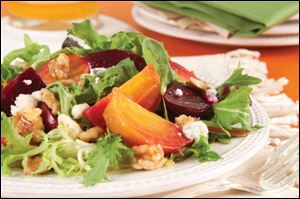 Roasted beet salad with spicy citrus vinaigrette.
