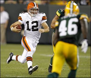 Colt McCoy, drafted by the Browns in the third round of April's draft, has not played since the preseason. He may have to start against the Steelers.