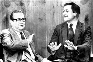 ASSOCIATED PRESS
Outgoing Gov. James Rhodes, left, and Gov.-elect Dick Celeste addressed reporters in November, 1982, after the Democrats gained control of the Statehouse and the governor's mansion. The party lost control of the Senate in 1984.