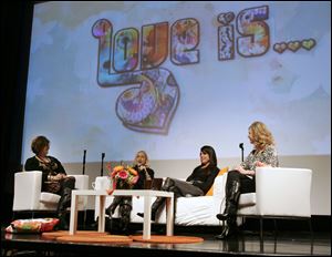 
At Cornerstone Church in Maumee, from left, Kathi Pitts of Cornerstone, Nancy Alcorn of Mercy Ministries, Lisa Bevere of ‘The Messenger,' and Jane Hamon of the ‘700 Club' discuss women in leadership. 