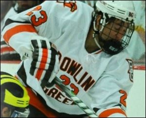 A Bowling Green State University player in a game against Michigan.