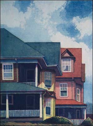 Works by Michael Arike, such as 'Neighbors,' and Sandy Willcox are included in anew show at Hudson Gallery. 