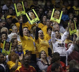 Fans at Savage Arena cheer the Rockets. UT hosted all six games it played in the WNIT and drew capacity crowds for the final two.