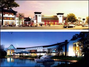 Dashing Pacific Group Ltd. has furnished conceptual drawings of potential development plans for the Marina District that include a mix of residential and commercial uses. The complex could have access by boat from the Maumee River.