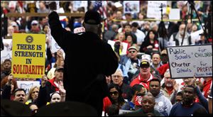 Some 11,000 opponents of Ohio Senate Bill 5 protested outside the Ohio Statehouse on Saturday in another rally.