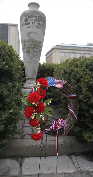 The memorial at the Civic Center Mall behind the Safety Building was established in 1930.