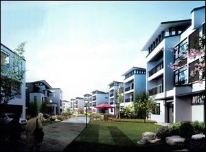 Conceptual drawings for the Marina District in East Toledo.  