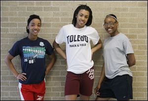 Kaila Gardner, left, Jessika Matthews, and Chantalia Young look to make Notre Dame one of the top girls teams. Last year the Eagles won their first City League title since 1995.