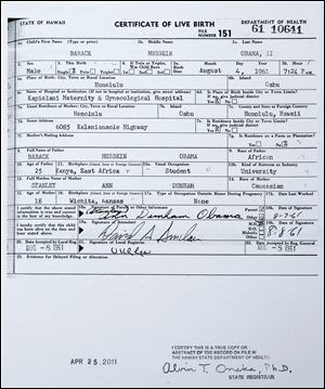 This handout image provided by the White House shows a copy of the long form of President Barack Obama's birth certificate from Hawaii.