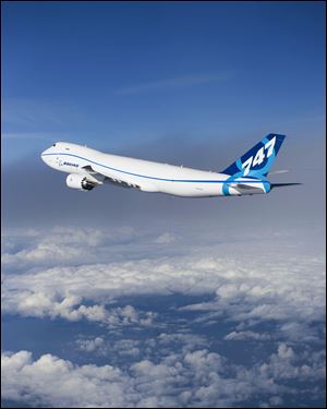 Boeing's 747-8F is bigger than anything ever flown regularly into Toledo Express. But it is quieter than older-model jets.