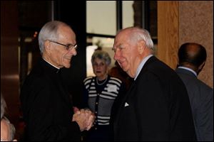 Bishop Robert Donnelly and Paul Kraus at the 20th annual Central City Ministry Urban All-American Celebration.