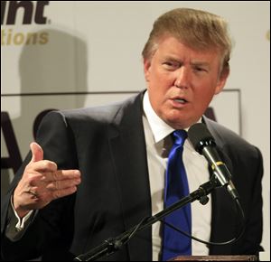 Donald Trump speaks during a May 11 luncheon with the Greater Nashua Chamber of Commerce in Nashua, N.H.