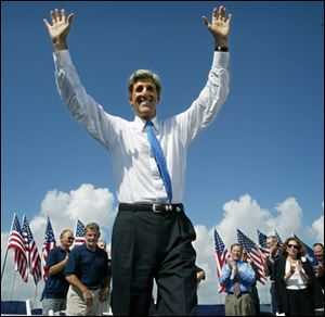 With some of his Vietnam era shipmates on hand, Massachusetts Sen. John Kerry formally entered the race for the presidency in Mount Pleasant, S.C., on Sept. 2, 2003.