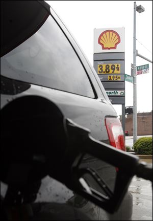 The sign at the Shell station at Monroe and Ontario streets near downtown Toledo displays the new reality. Prices soared about 30 cents in the metro area Wednesday. A market analyst said that although oil supplies are plentiful, gasoline supplies remain tight because refineries are vulnerable to problems such as the one reported at a facility near Chicago.