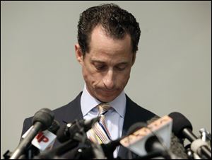 U.S. Rep. Anthony Weiner announces his resignation from Congress on Thursday during a press conference in the Brooklyn borough of New York.