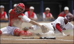 Bedford catcher Jared Kujawa will miss the semifinal match. He suffered a left knee injury during Tuesday's quarterfinal game.