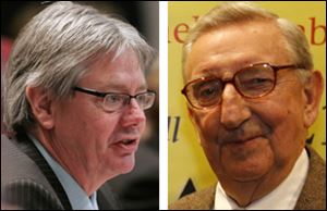 County commissioner Pete Gerkin, left, wants public discussion of the plan. Retired judge and panelist Andy Devine warned of trying to do too much.