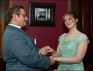 Father (Geoff Stephenson of Huron, Ohio) and Mother (Brittany Kvitko of Philadelphia) in the Huron Playhouse production of 'Cheaper By The Dozen.' The play will run Tuesday through July 9 at the McCormick School on Ohio Street in Huron. Curtain time is 8 p.m.