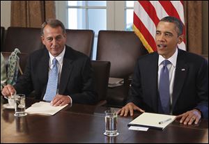 House Speaker John Boehner and President Obama meet in the White House to discuss the U.S. debt ceiling.