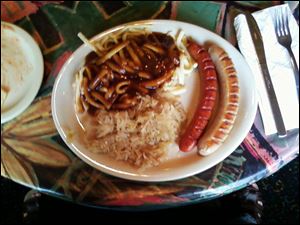 It's the schlachter-platte dish at Arturo's Fritz and Alfredo's.