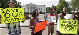 A small group of college students who are Facebook friends make an appeal to President Obama and Congressional leaders meeting inside the White House to reach a compromise on the debt limit.