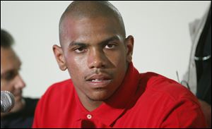 Former Ohio State football player Terrelle Pryor during a news conference June 14, 2011.