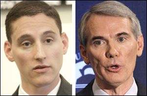 Ohio Treasurer Josh Mandel, left, is supported by U.S. Sen. Rob Portman in his Senate campaign.